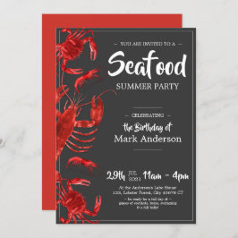 Invitación Fun Seafood Summer Dark Gray Birday Party
