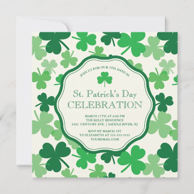 Invitación Fun Shamrock St. Patrick's Party Invitation (Anverso)
