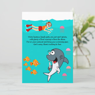 Invitación Fun Shark Beach Fiesta Cumpleaños