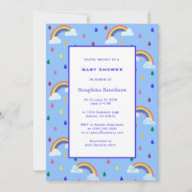 Fun simple Rainbow Blue Sky Border Baby Shower