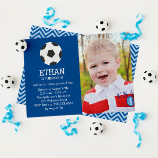 Invitación Fun Soccer Tema Foto Fiesta de cumpleaños