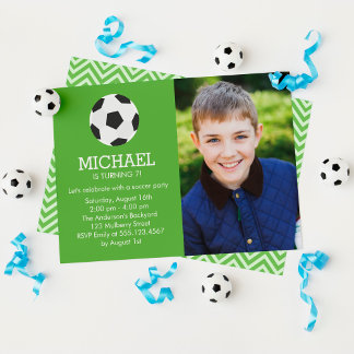 Invitación Fun Soccer Tema Foto Fiesta de cumpleaños