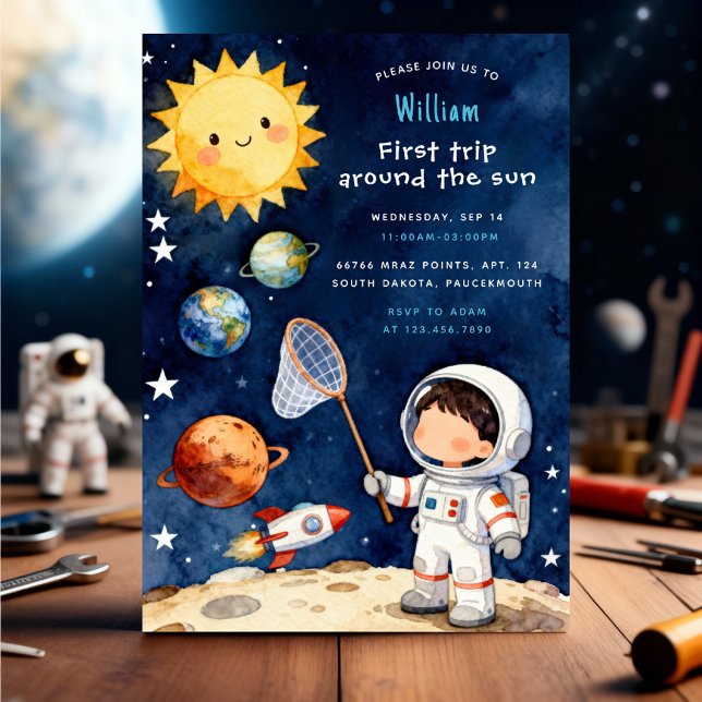 Invitación Fun Space First Trip Around The Sun 1st Birthday (Subido por el creador)