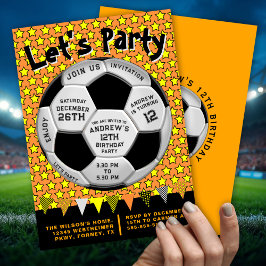 Invitación Fun Sporty Stars Soccer Ball Boys Birthday