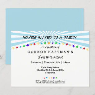 Invitación Fun Star Sun Rays A Los Niños Cualquier Edad Invit