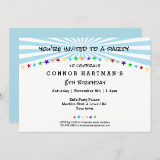 Invitación Fun Star Sun Rays A Los Niños Cualquier Edad Invit