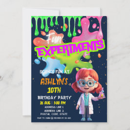 Invitación Fun STEM Lab Redhead Chica Científico Fiesta de Cu
