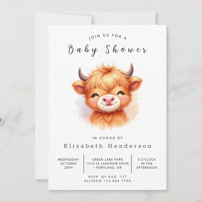 Invitación Fun Stylish Barn Cow Baby Shower (Anverso)
