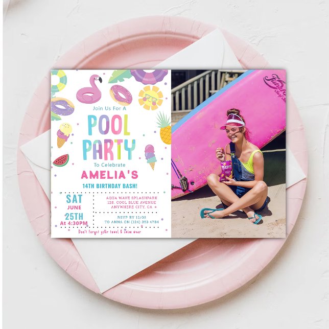 Invitación Fun Summer Pool Foto de la fiesta de cumpleaños (Subido por el creador)