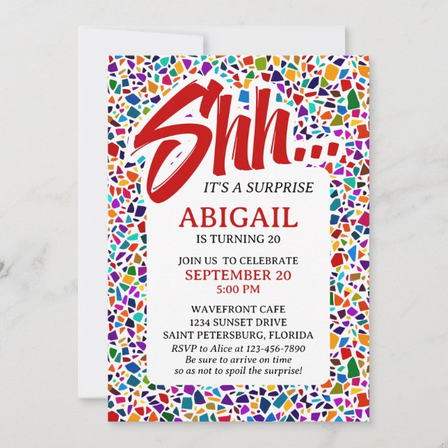 Invitación Fun Surprise Colorful Birthday (Anverso)