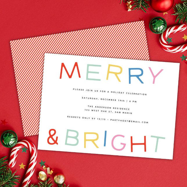 Invitación Fun tipo moderno Navidades merry y brillantes vaca (Subido por el creador)