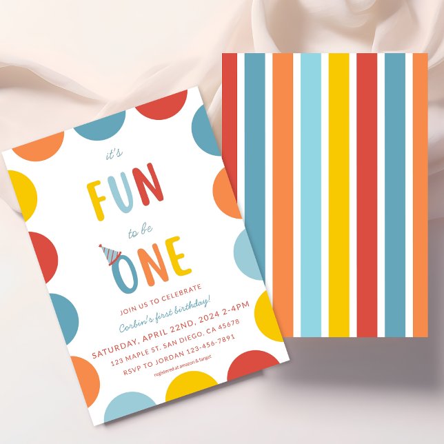 Invitación Fun To Be One First Birthday Party Invitation (Subido por el creador)