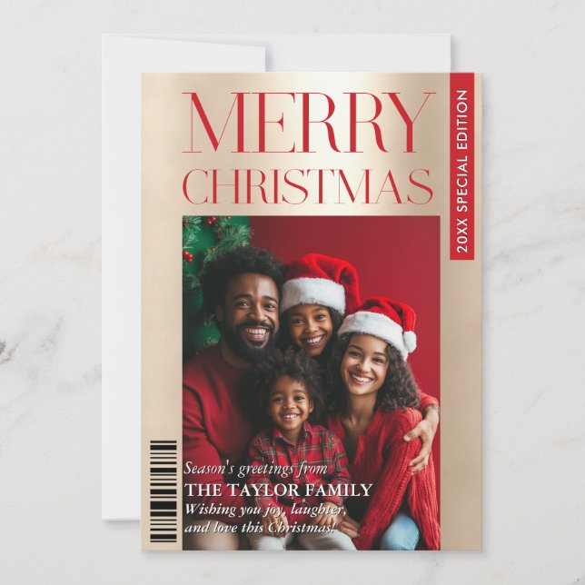 Invitación Fun Trendy Magazine Cover Family Photo Highlights (Anverso)