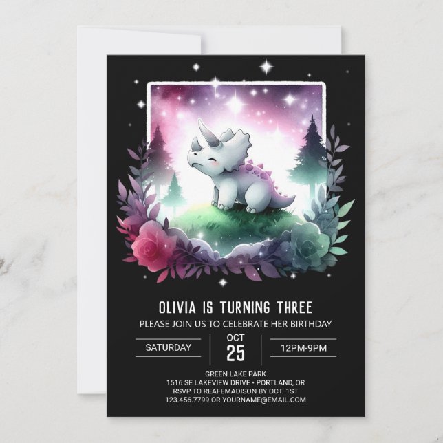 Invitación Fun Triceratops encantado (Anverso)