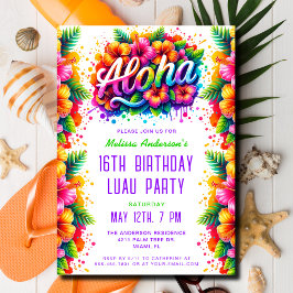 Invitación Fun tropical Aloha Birthday Luau Fiesta
