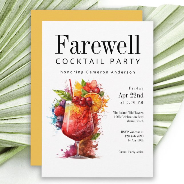 Invitación Fun Tropical Farewell Cocktail Fiesta (Subido por el creador)
