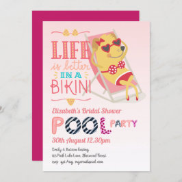 Invitación Fun Tropical Flamingo Fiesta Pink Blue Moderno