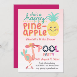 Invitación Fun Tropical Flamingo Fiesta Pink Blue Moderno