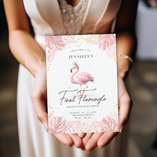 Invitación Fun tropical rosa Flamingle Bachelorette Itinerari