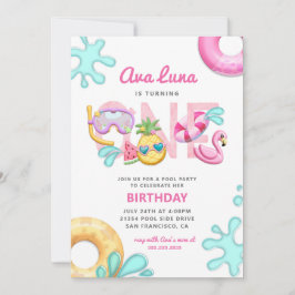 Invitación Fun Tropical Summer Beach Chica Primer cumpleaños 