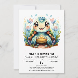 Invitación Fun Underwater Boho Turtle Boy Cumpleaños