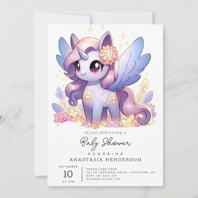 Invitación Fun Unicorn Baby Shower (Anverso)