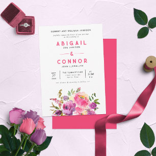 Invitación Fun Vibrant Violet Fuchsia Floral