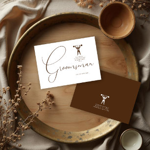 Invitación Fun Vintage Strongman Brown Groomsman Wedding