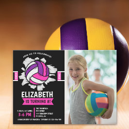 Invitación Fun Volleyball Girl Birthday