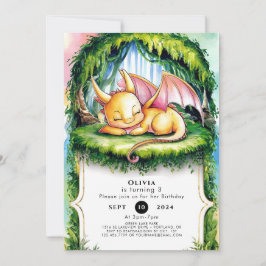 Invitación Fun Watercolor Dragon Cumpleaños