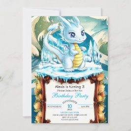 Invitación Fun Watercolor Dragon Cumpleaños