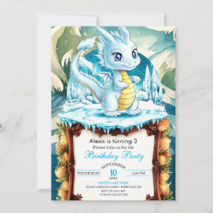 Invitación Fun Watercolor Dragon Cumpleaños