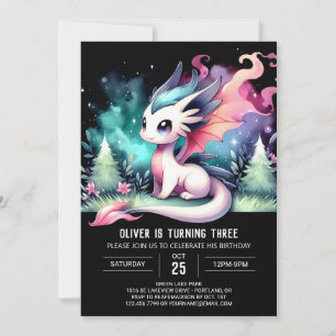 Invitación Fun Watercolor Dragon Cumpleaños