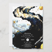 Fun Watercolor Space Cumpleaños