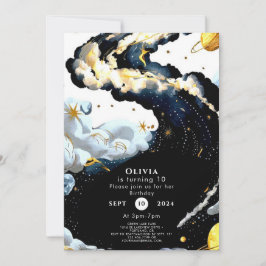 Invitación Fun Watercolor Space Cumpleaños