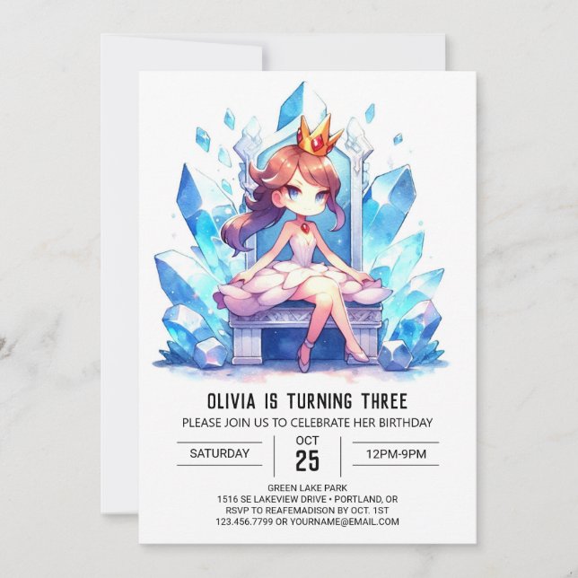 Invitación Fun Whimsical Princess Birthday (Anverso)