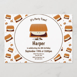 Invitación Fun White Brown'S Pattern Kid's Birthday