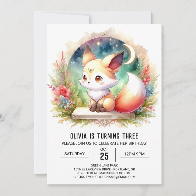 Invitación Fun Wild Fox Birthday digital (Anverso)