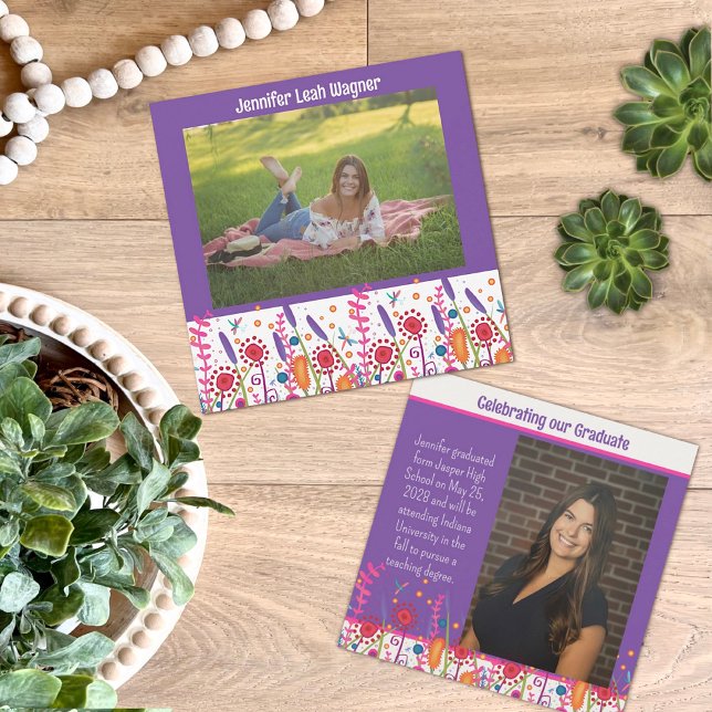 Invitación Fun Wildflower Personalizado de graduación colorid (Subido por el creador)