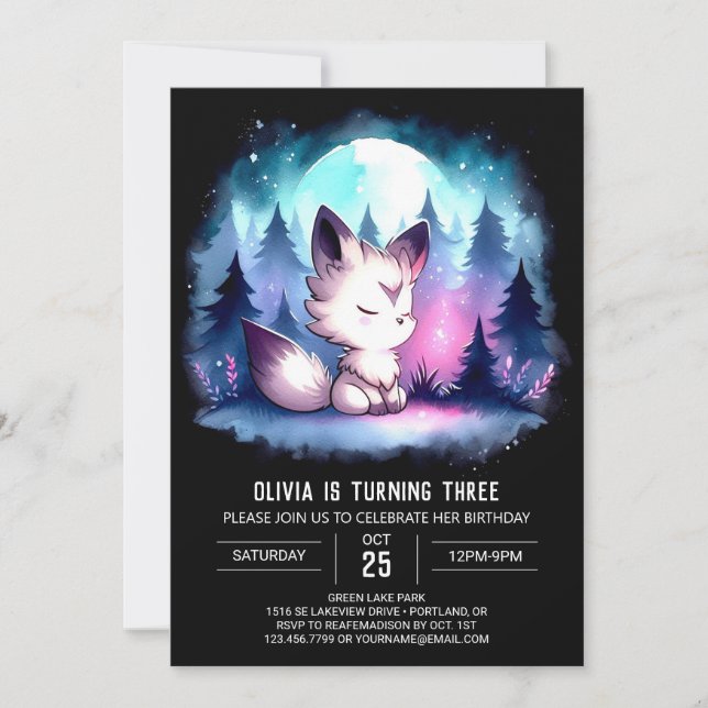 Invitación Fun Wolf Enchanted Cumpleaños (Anverso)