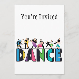 Invitación Fun y colorido bailarines a rayas bailan