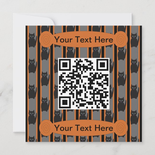 Invitación Fun y Fancy Halloween Cat QR Code (Anverso)
