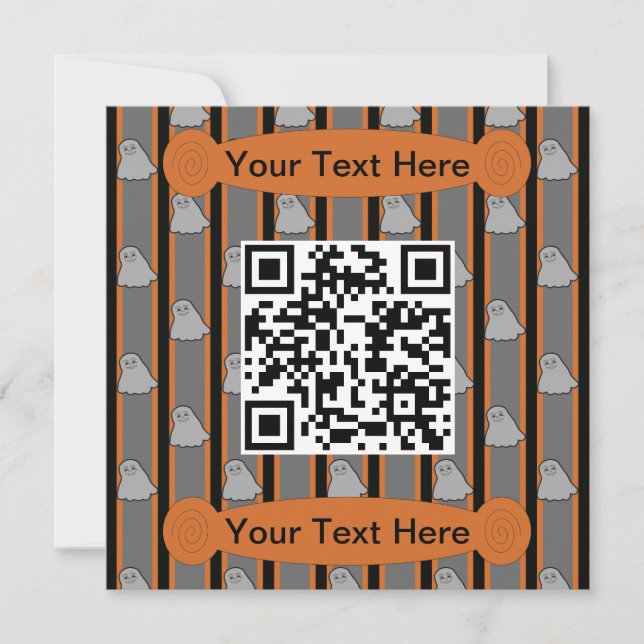 Invitación Fun y Fancy Halloween Ghost QR Code (Anverso)