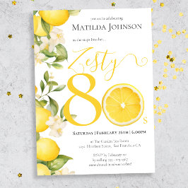 Invitación Fun Zesty Lemon 80th Birthday Party