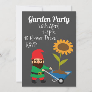 Invitación Función de fiesta de jardín lindo gnomo de jardín 