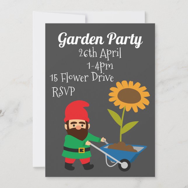 Invitación Función de fiesta de jardín lindo gnomo de jardín  (Anverso)