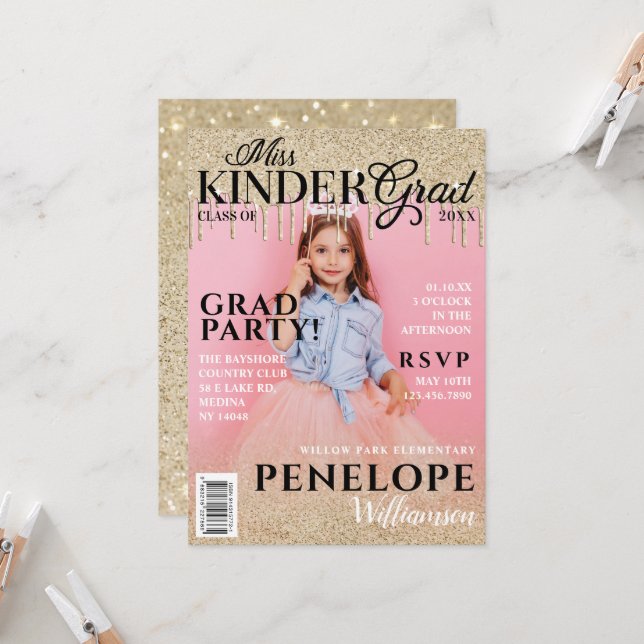 Invitación Funda de la revista Miss Kinder Grad Gold Purpurin (Anverso/Reverso In Situ)