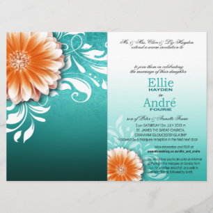 Invitación Funda para teléfono Gerbera Daisy Naranja Acuática