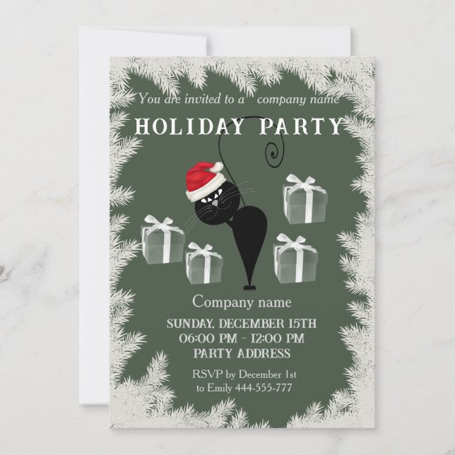Invitación Fundadosa fiesta personalizado Santa cat de vacaci (Anverso)