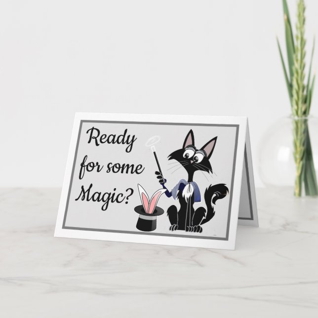 Invitación Fundido gato personalizado magia truco de cumpleañ (Anverso)